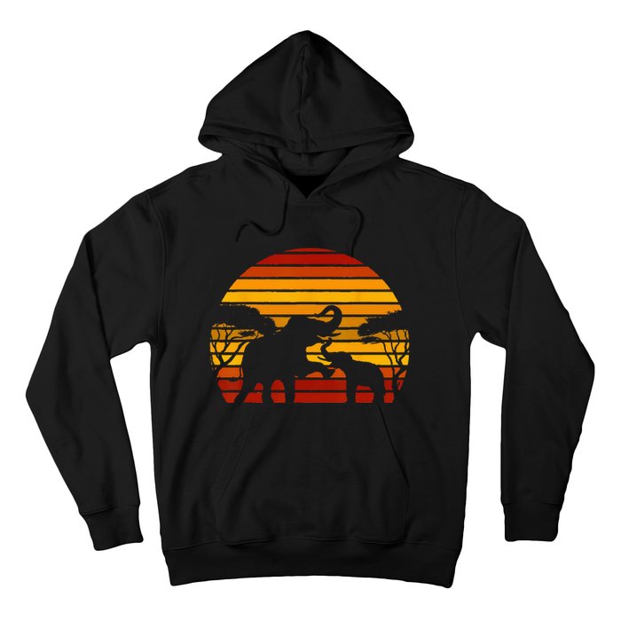 Retro Africa Animal Zoo Keeper Gift Safari Sunset Elephant Hoodie