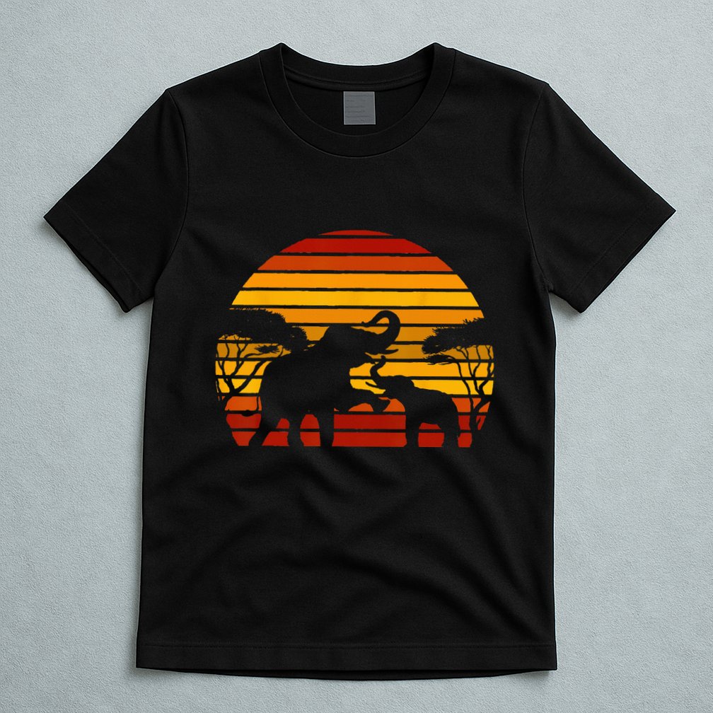 Retro Africa Animal Zoo Keeper Gift Safari Sunset Elephant T-Shirt