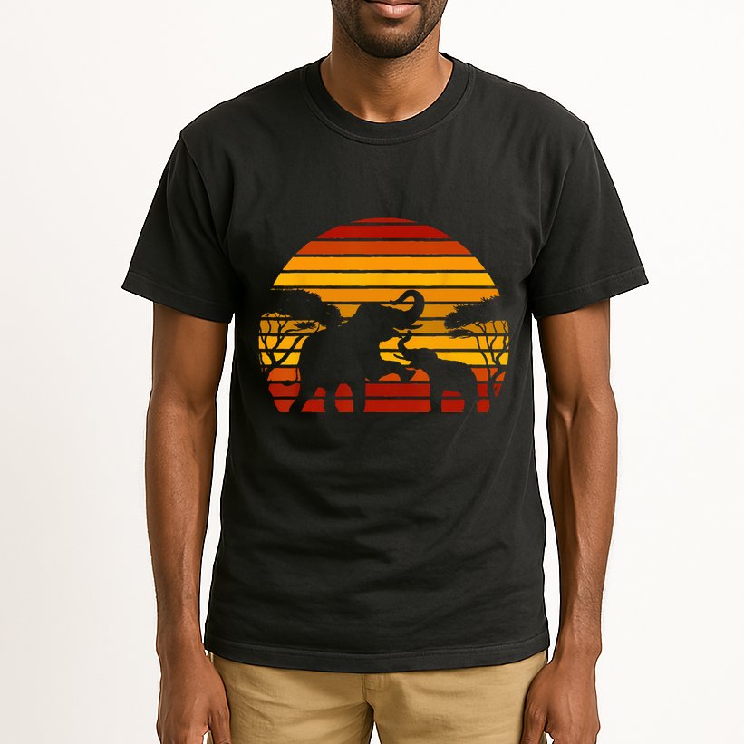Retro Africa Animal Zoo Keeper Gift Safari Sunset Elephant Tall T-Shirt