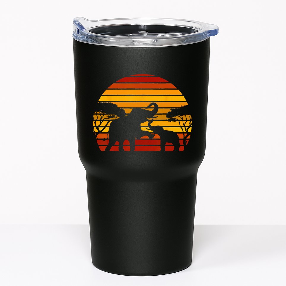 Retro Africa Animal Zoo Keeper Gift Safari Sunset Elephant Tumbler