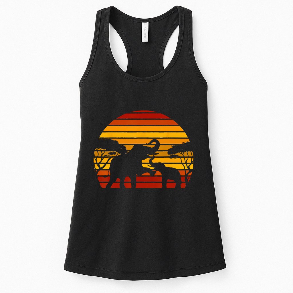 Retro Africa Animal Zoo Keeper Gift Safari Sunset Elephant Womens Tank Top