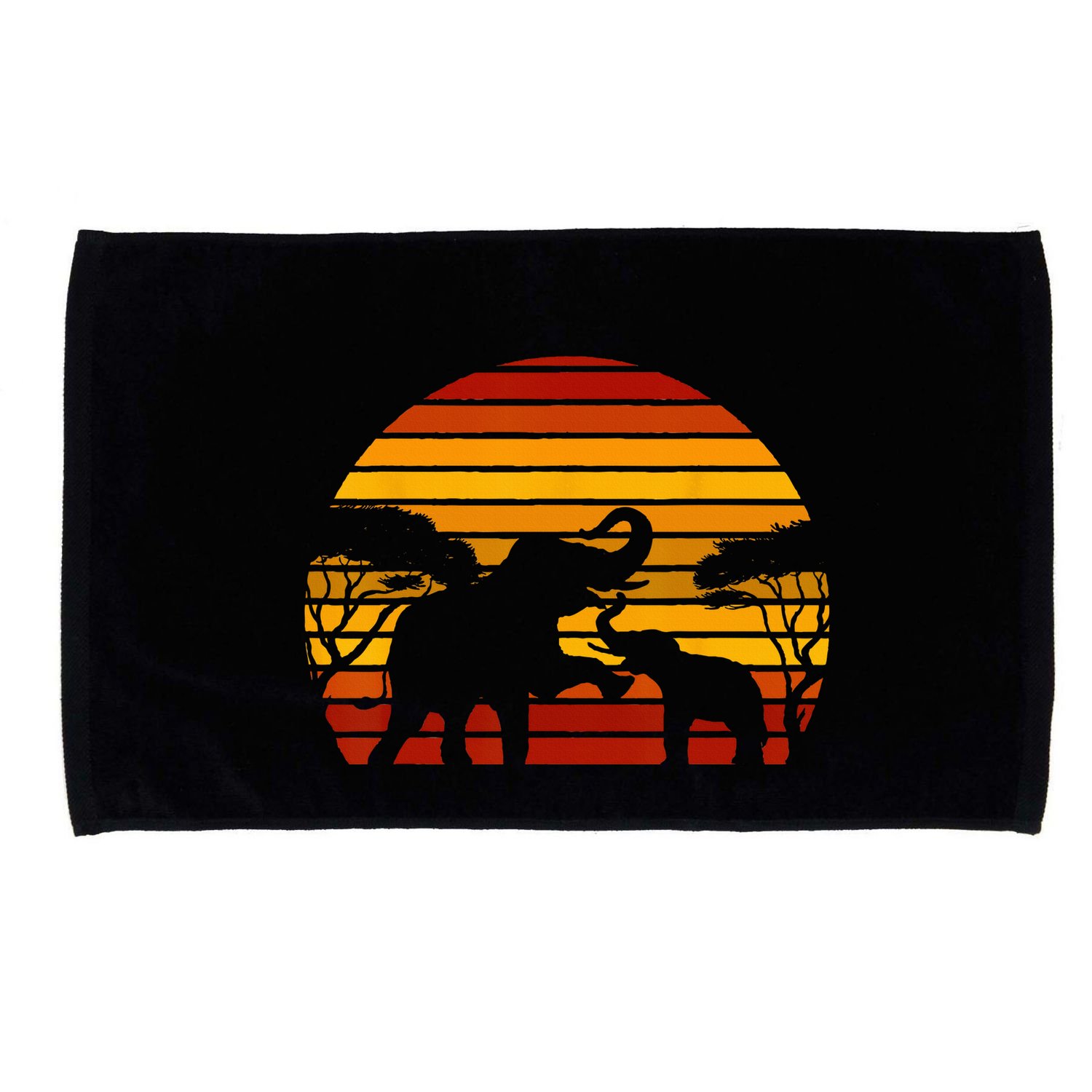 Retro Africa Animal Zoo Keeper Gift Safari Sunset Elephant Microfiber Hand Towel
