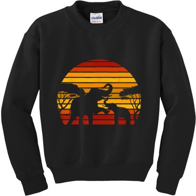 Retro Africa Animal Zoo Keeper Gift Safari Sunset Elephant Kids Sweatshirt