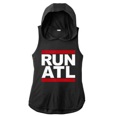 Run ATL Atlanta Running Ladies PosiCharge Tri-Blend Wicking Draft Hoodie Tank