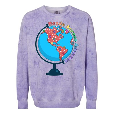 Reads Across America World Globe Book Lover Colorblast Crewneck Sweatshirt