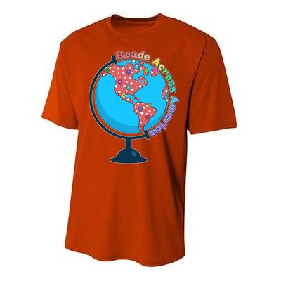 Reads Across America World Globe Book Lover Performance Sprint T-Shirt