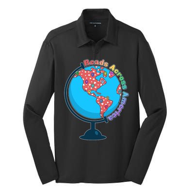 Reads Across America World Globe Book Lover Silk Touch Performance Long Sleeve Polo