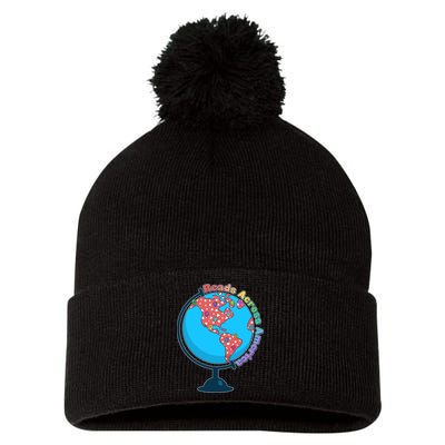 Reads Across America World Globe Book Lover Pom Pom 12in Knit Beanie