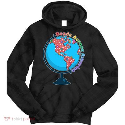 Reads Across America World Globe Book Lover Tie Dye Hoodie