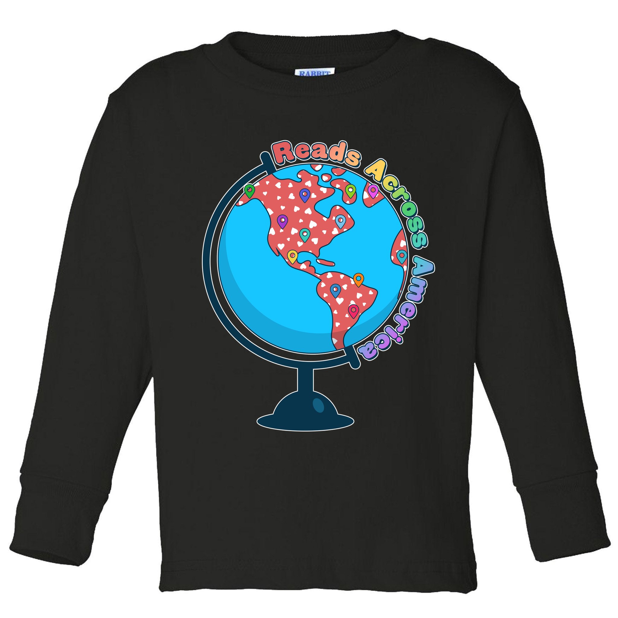 Reads Across America World Globe Book Lover Toddler Long Sleeve Shirt