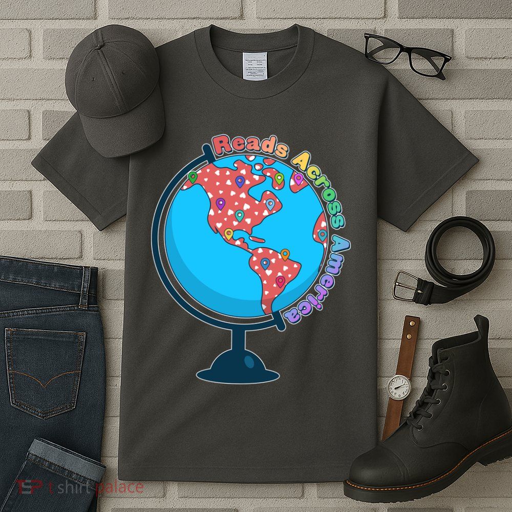 Reads Across America World Globe Book Lover Tall T-Shirt