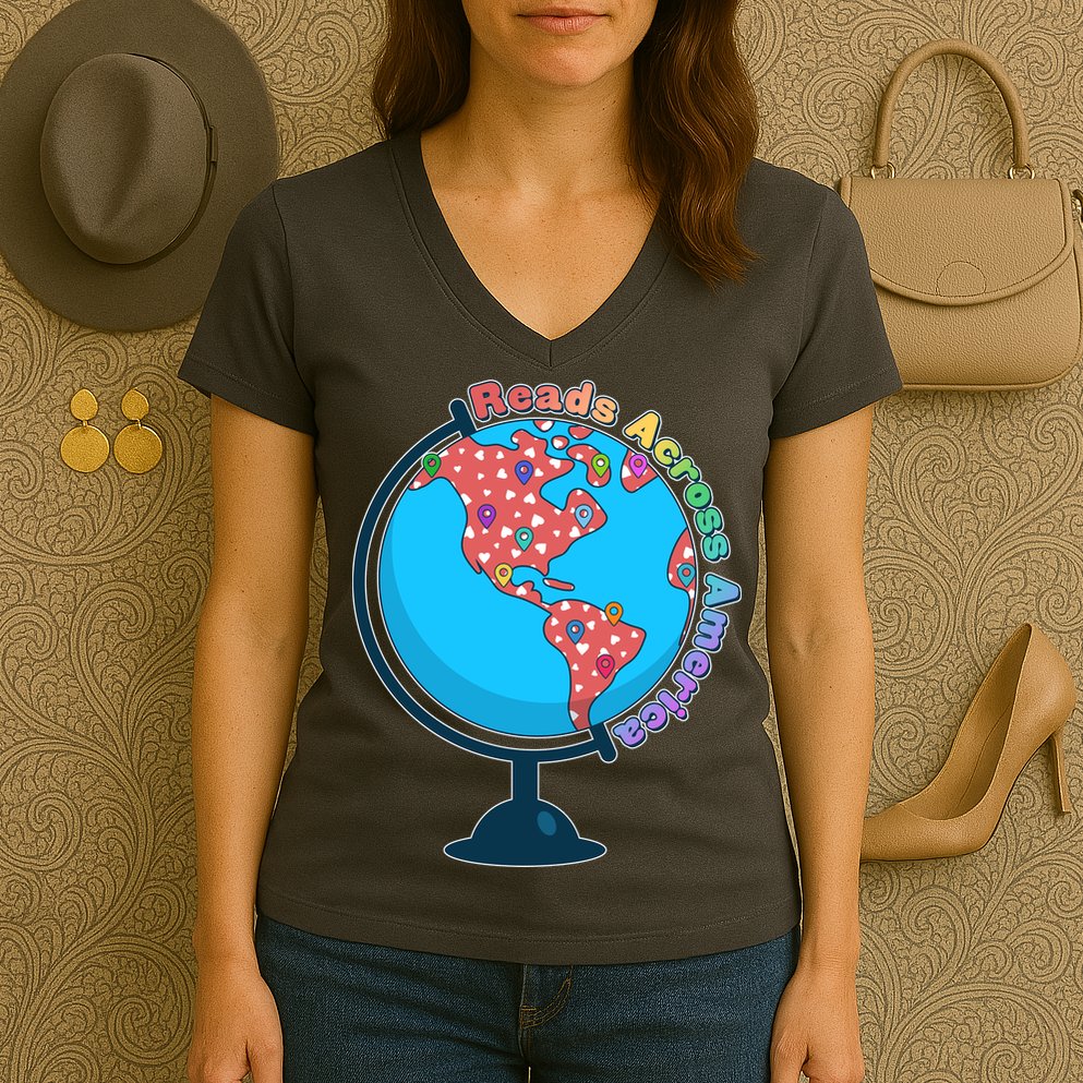 Reads Across America World Globe Book Lover Women's V-Neck T-Shirt