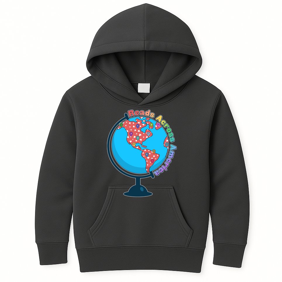 Reads Across America World Globe Book Lover Kids Hoodie