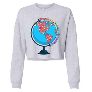 Reads Across America World Globe Book Lover Cropped Pullover Crew