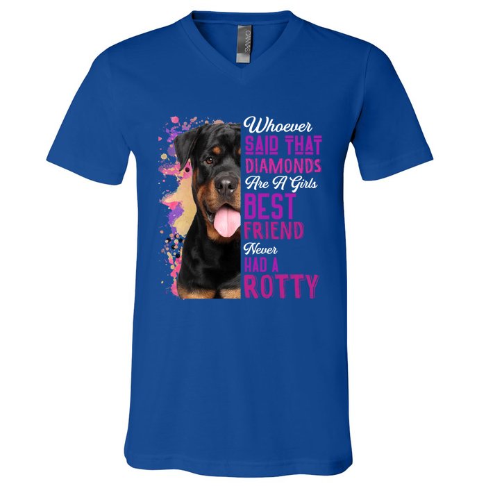 Rottweilers Are A Best Friend Dog Mama Rotty Lover Mom Gift V-Neck T-Shirt