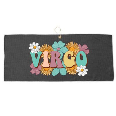 Retro Astrology August September Birthday Zodiac Sign Virgo Gift Large Microfiber Waffle Golf Towel