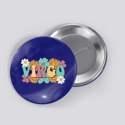 Retro Astrology August September Birthday Zodiac Sign Virgo Gift Button