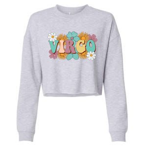 Retro Astrology August September Birthday Zodiac Sign Virgo Gift Cropped Pullover Crew