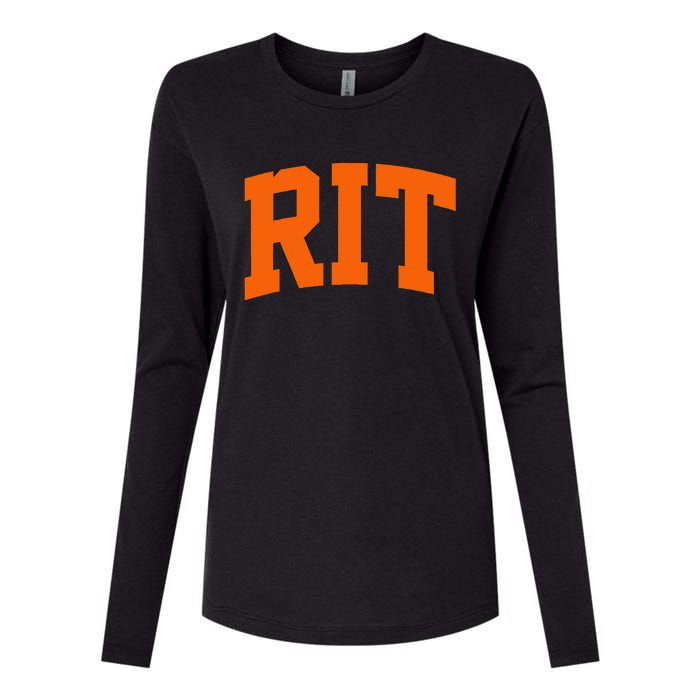 RIT Arch Athletic College University Womens Cotton Relaxed Long Sleeve T-Shirt