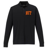 RIT Arch Athletic College University Performance Long Sleeve Polo