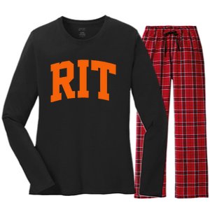 RIT Arch Athletic College University Women's Long Sleeve Flannel Pajama Set 