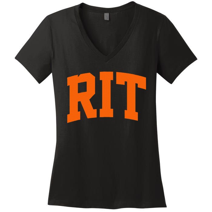 RIT Arch Athletic College University Women's V-Neck T-Shirt