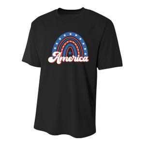 Rainbow America American Flag Patriotic 4th Of July Boy Girl Gift Youth Performance Sprint T-Shirt