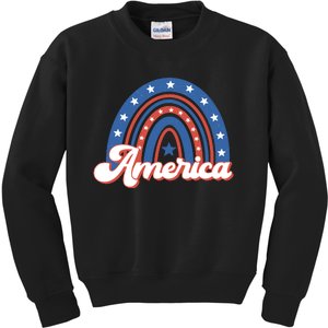 Rainbow America American Flag Patriotic 4th Of July Boy Girl Gift Kids Sweatshirt