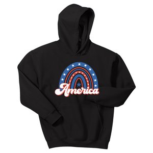 Rainbow America American Flag Patriotic 4th Of July Boy Girl Gift Kids Hoodie