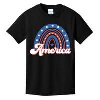 Rainbow America American Flag Patriotic 4th Of July Boy Girl Gift Kids T-Shirt