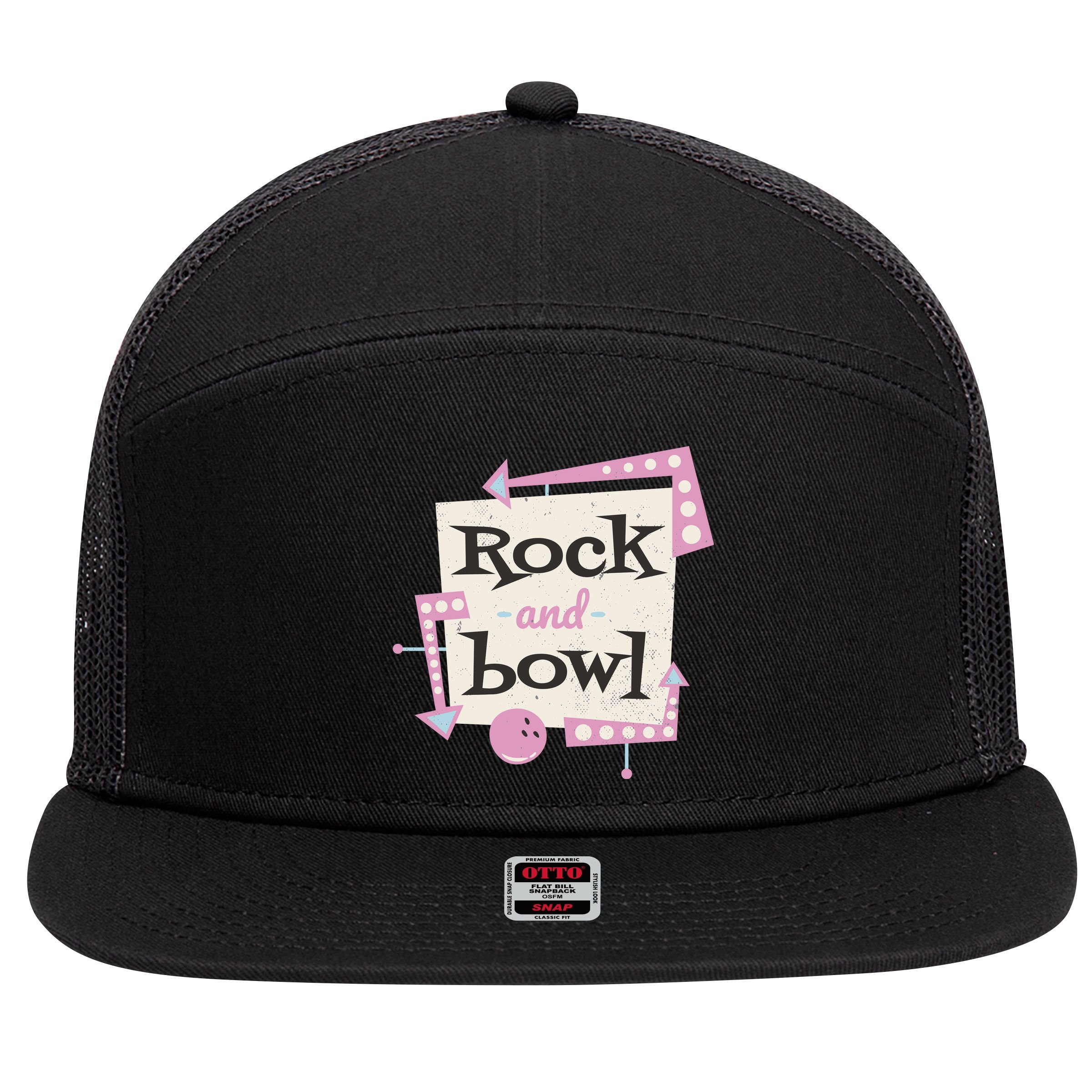 Rock And Bowl 7 Panel Mesh Trucker Snapback Hat