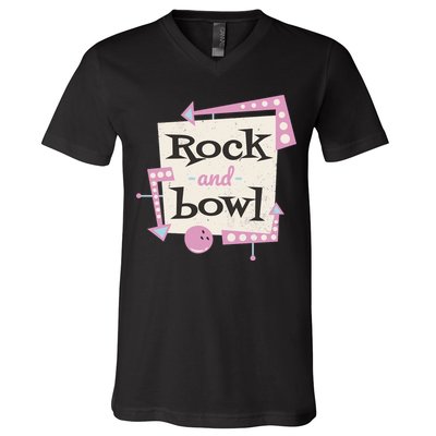 Rock And Bowl V-Neck T-Shirt