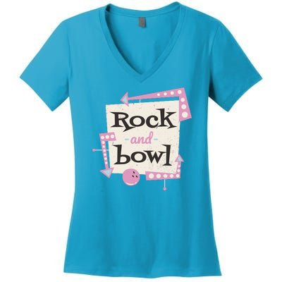 Rock And Bowl Women's V-Neck T-Shirt