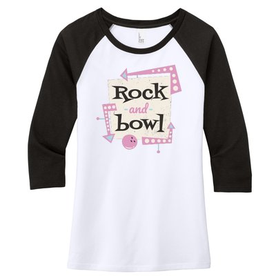 Rock And Bowl Women's Tri-Blend 3/4-Sleeve Raglan Shirt