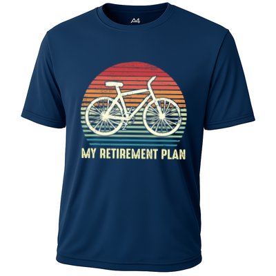 Riding a Bike Is My Retirement Plan Vintage Bicycle Rider Cooling Performance Crew T-Shirt