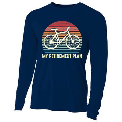 Riding a Bike Is My Retirement Plan Vintage Bicycle Rider Cooling Performance Long Sleeve Crew