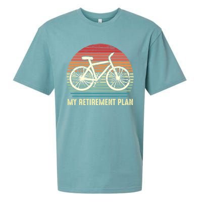 Riding a Bike Is My Retirement Plan Vintage Bicycle Rider Sueded Cloud Jersey T-Shirt