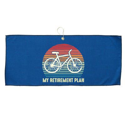 Riding a Bike Is My Retirement Plan Vintage Bicycle Rider Large Microfiber Waffle Golf Towel