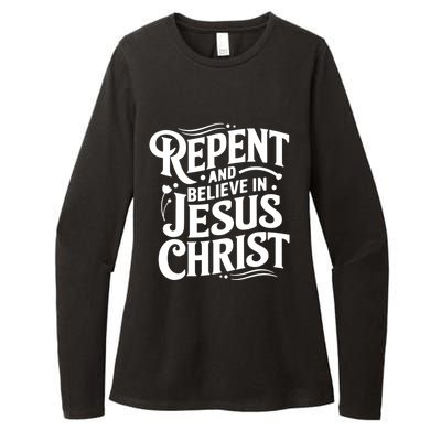 Repent And Believe In Jesus Christ Spiritual Faith Gift Womens CVC Long Sleeve Shirt