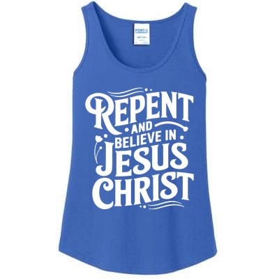 Repent And Believe In Jesus Christ Spiritual Faith Gift Ladies Essential Tank