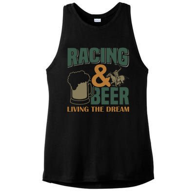 Racing And Beer Living The Dream Ladies PosiCharge Tri-Blend Wicking Tank