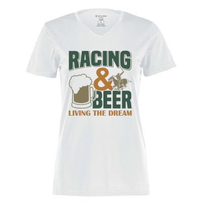 Racing And Beer Living The Dream Women's Momentum V-Neck T-Shirt