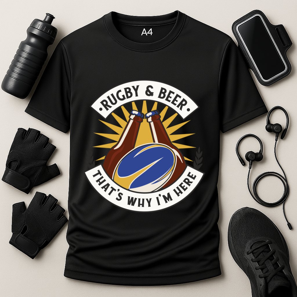 Rugby And Beer That's Why I'm Here Performance Shirt