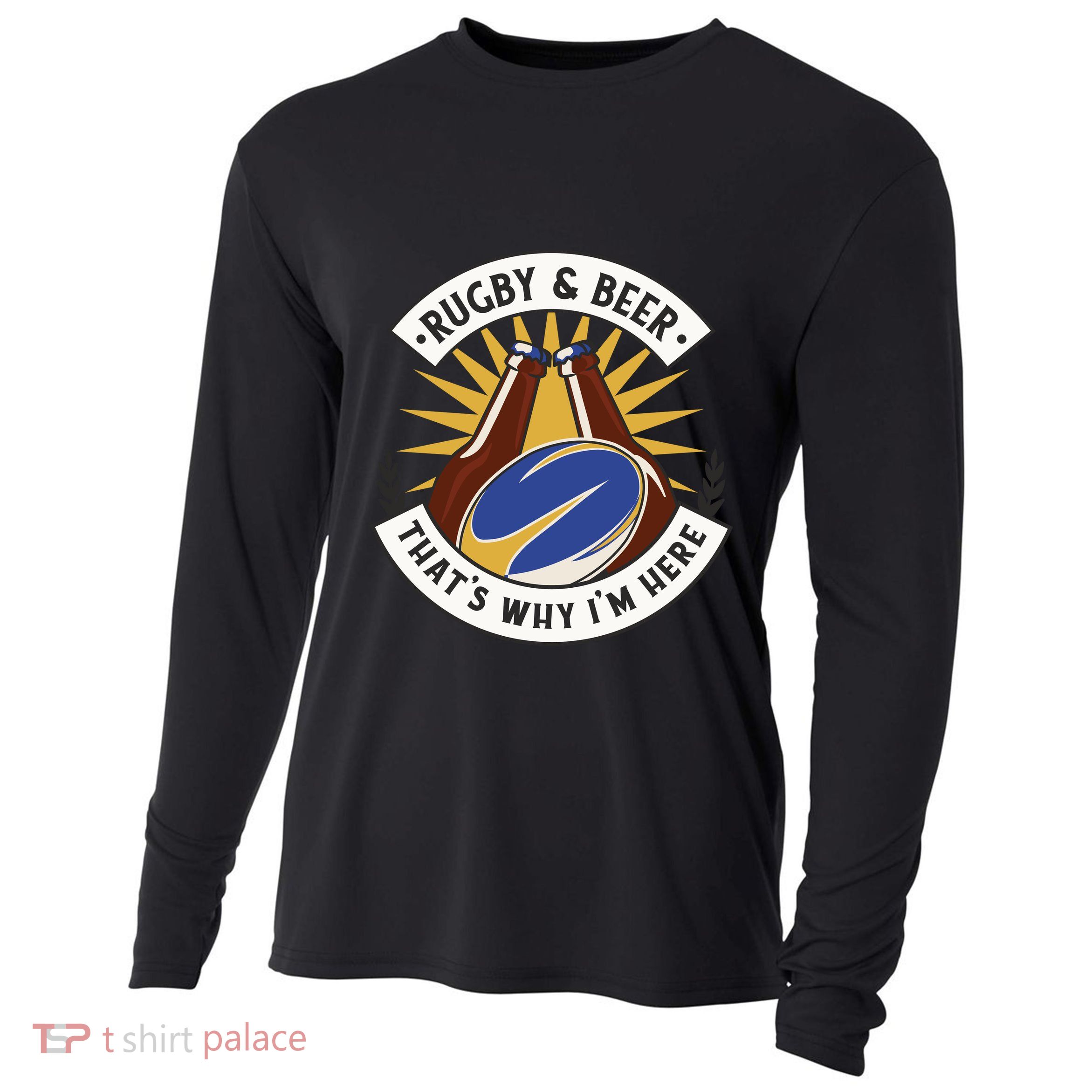 Rugby And Beer That's Why I'm Here Cooling Performance Long Sleeve Crew