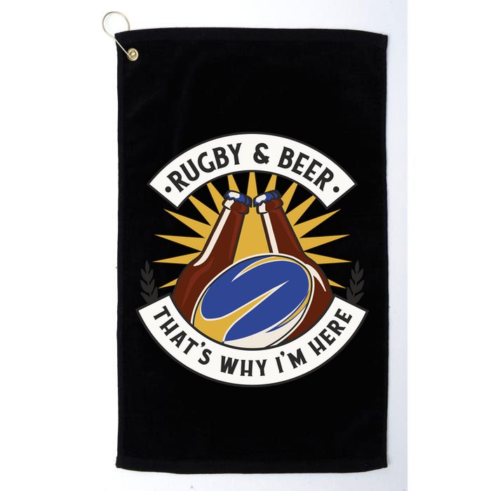 Rugby And Beer That's Why I'm Here Golf Towel
