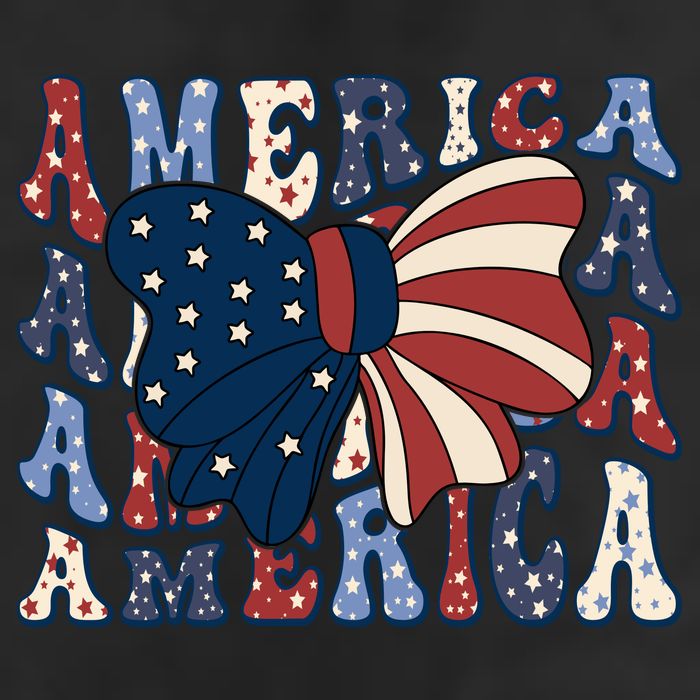 Retro America Bow USA 4th Of July 7 Panel Mesh Trucker Snapback Hat
