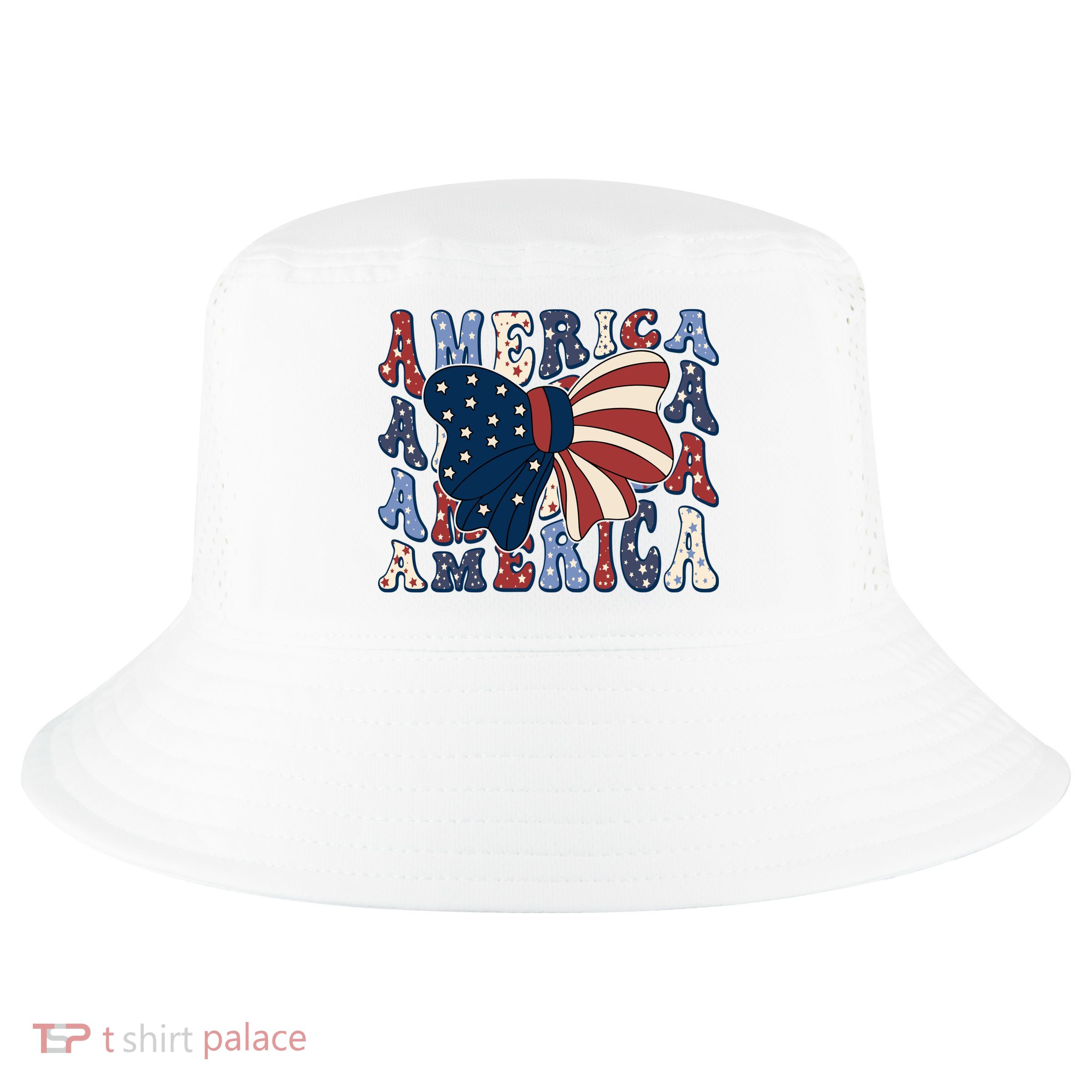 Retro America Bow USA 4th Of July Cool Comfort Performance Bucket Hat