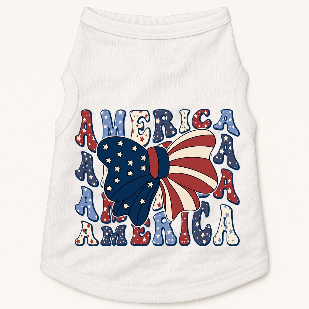 Retro America Bow USA 4th Of July Doggie Tank