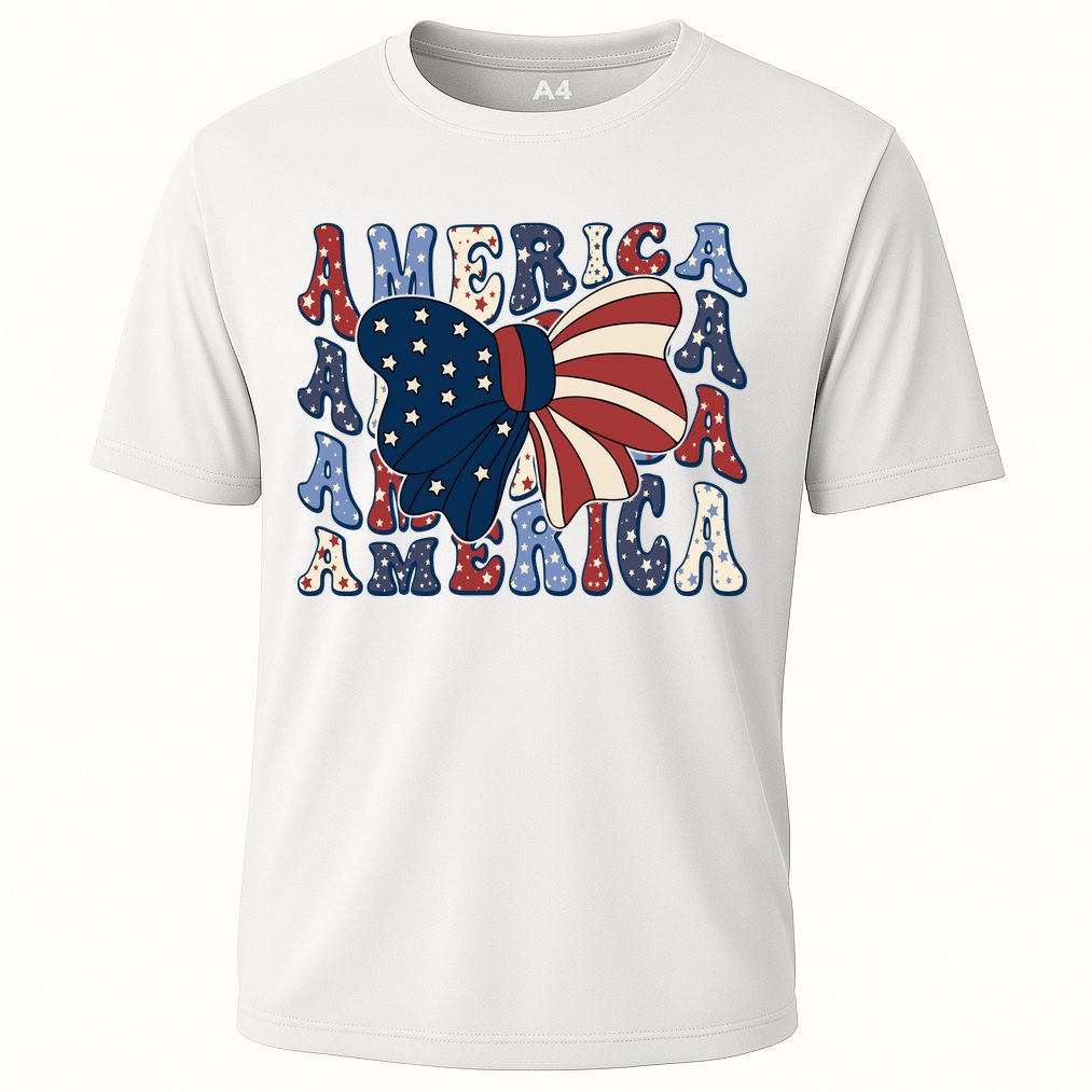 Retro America Bow USA 4th Of July Cooling Performance Crew T-Shirt