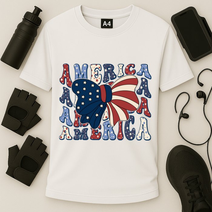 Retro America Bow USA 4th Of July Cooling Performance Crew T-Shirt